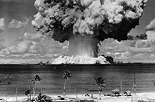 The Bikini Atoll tests were conducted to assess the destructive power of atomic blasts on ships at sea.