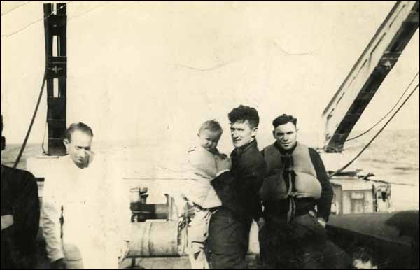 Slide - Survivors of the SS Caribou, October 14, 1942