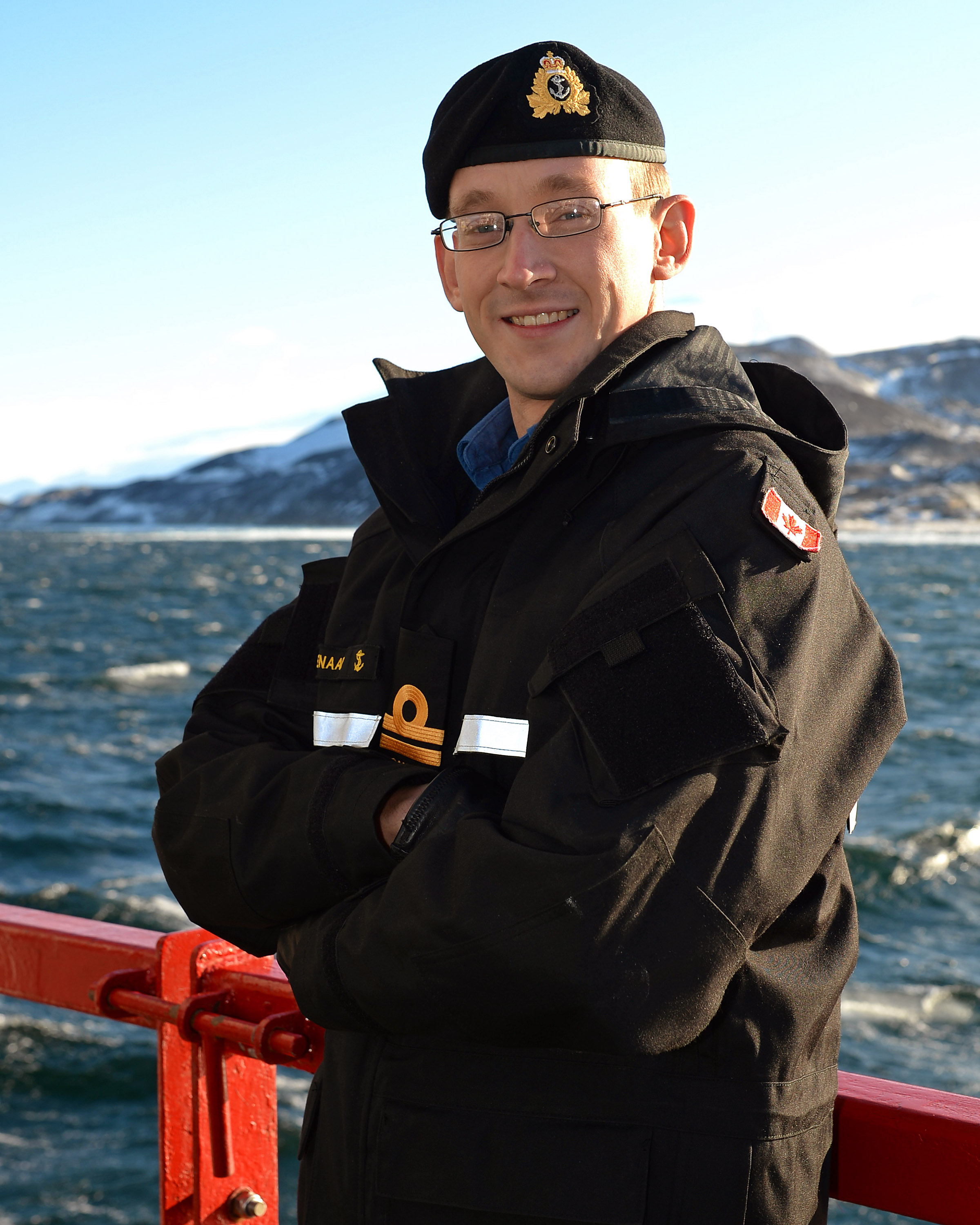 Lieutenant (Navy) Dale Molenaar on board Royal Navy ice patrol ship HMS Protector on February 14, 2016.  