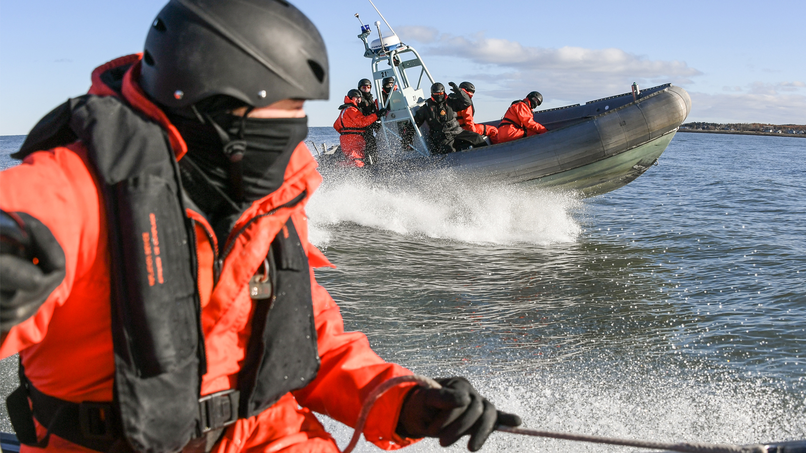 Members from NCSM d’Iberville in Rimouski, Que., conducted cold-weather boat exercises
